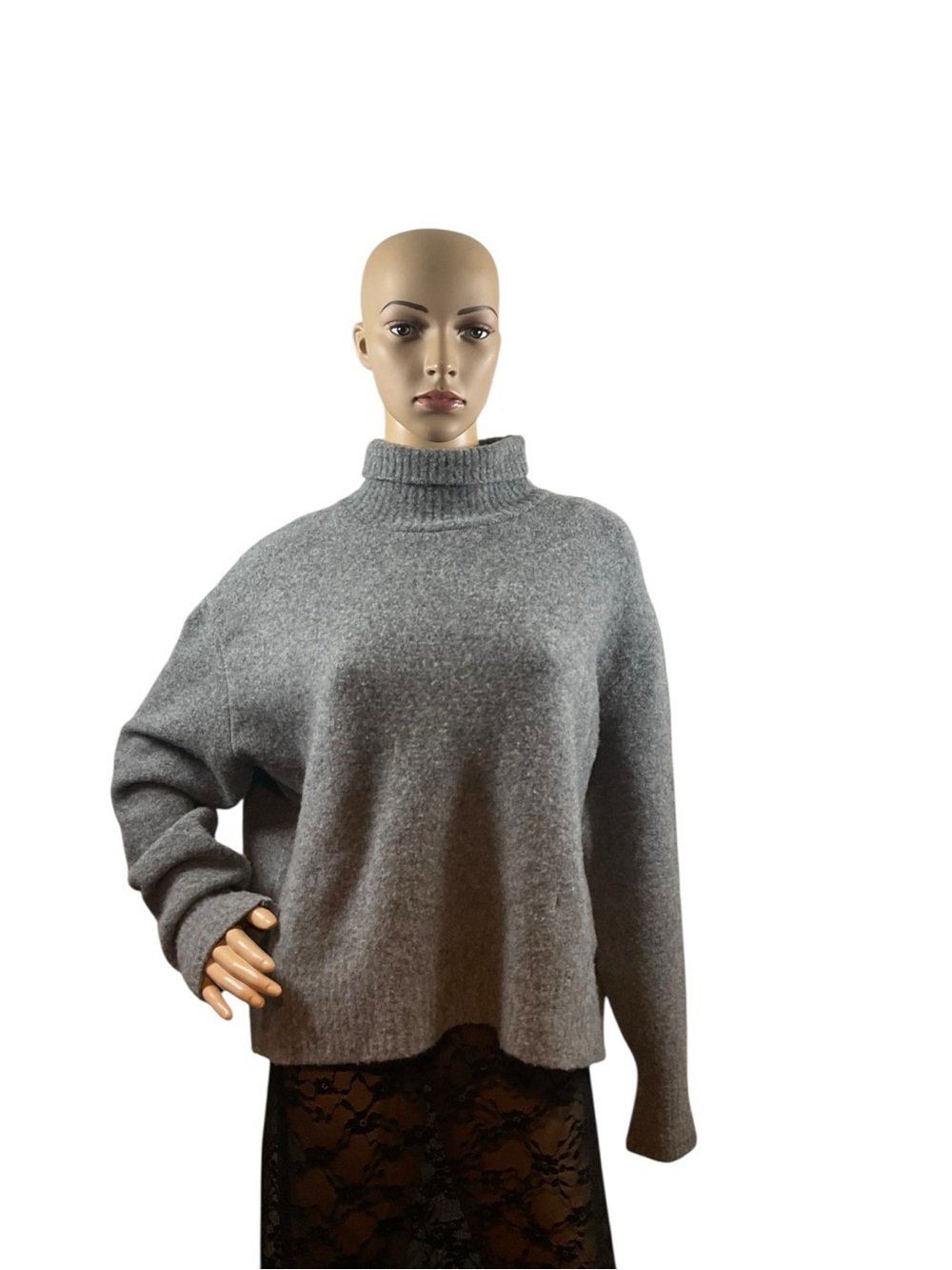 Zara Gray Turtleneck Cowl Sweater